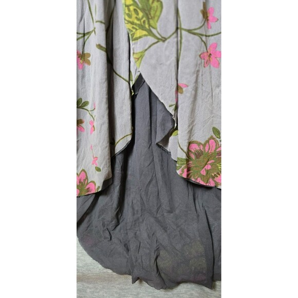 Sweat Pea Womens Hi-Low Floral Maxi Dress Sleeveless Faux Wrap Gray Size Medium - Picture 10 of 12